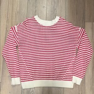 Cozy Striped Pink and White Women's Sweater